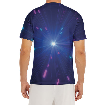 Pink And Teal Lights Speed Print Men's Short Sleeve Rash Guard