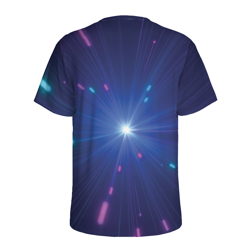 Pink And Teal Lights Speed Print Men's Sports T-Shirt