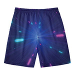 Pink And Teal Lights Speed Print Men's Swim Trunks