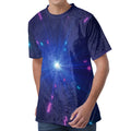 Pink And Teal Lights Speed Print Men's Velvet T-Shirt