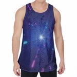 Pink And Teal Lights Speed Print Men's Velvet Tank Top