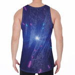 Pink And Teal Lights Speed Print Men's Velvet Tank Top