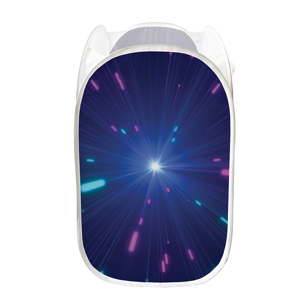 Pink And Teal Lights Speed Print Mesh Laundry Hamper