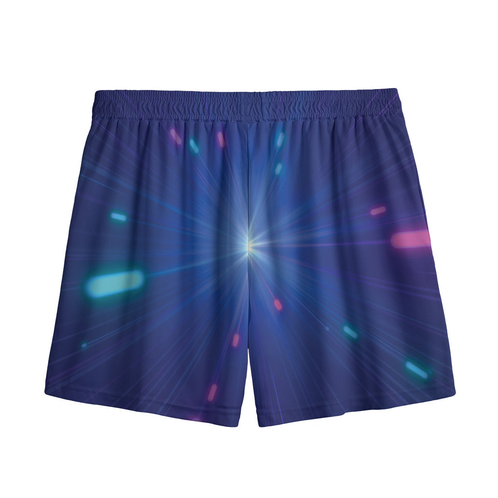 Pink And Teal Lights Speed Print Mesh Shorts