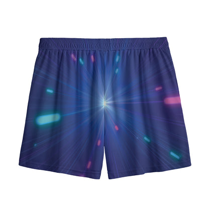 Pink And Teal Lights Speed Print Mesh Shorts