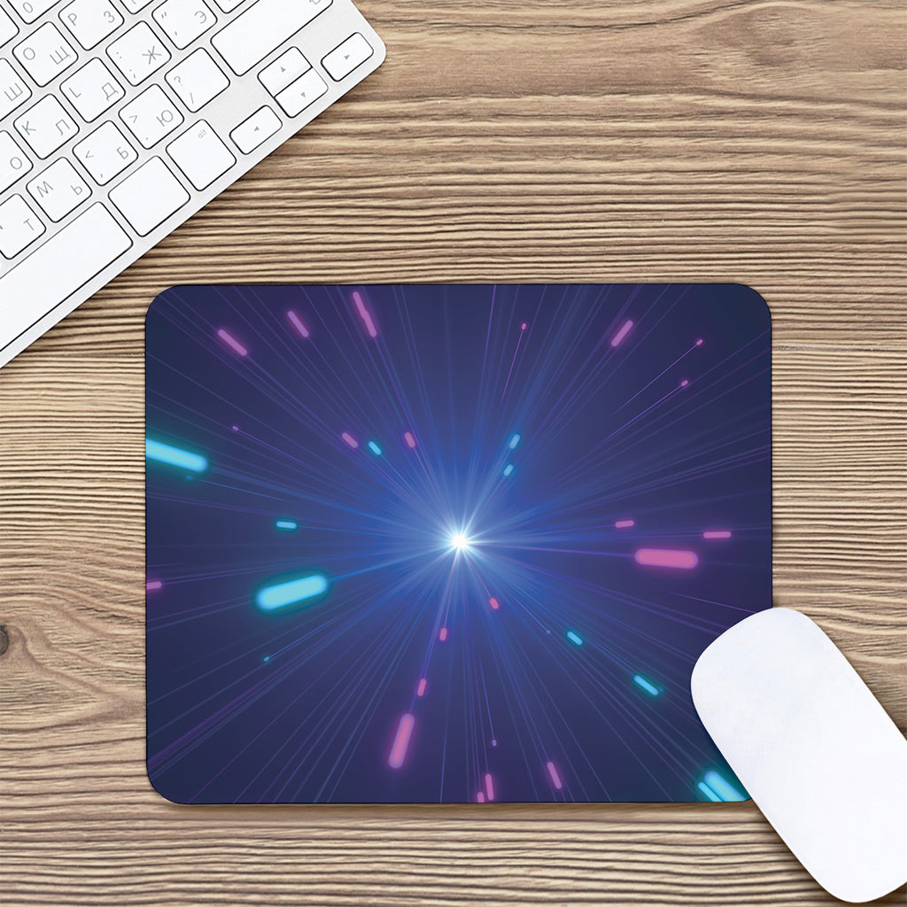 Pink And Teal Lights Speed Print Mouse Pad