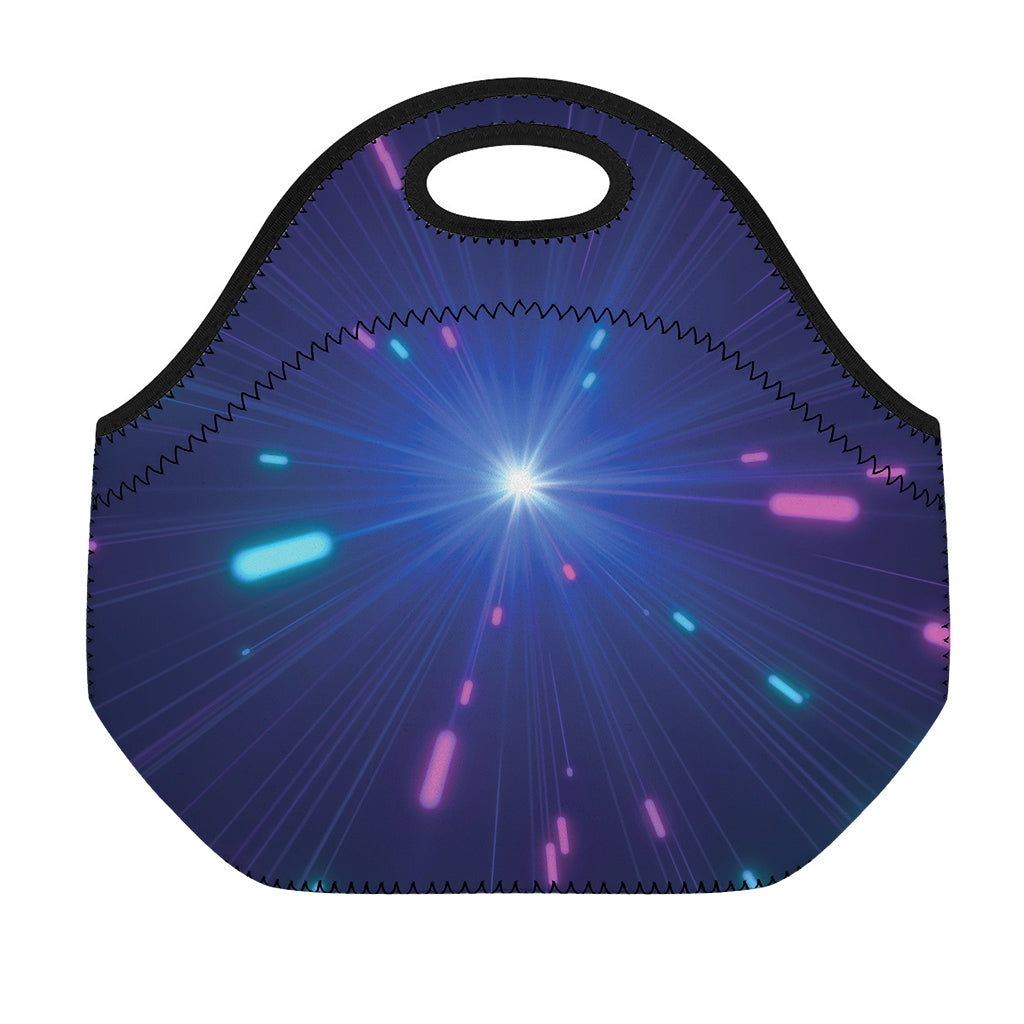 Pink And Teal Lights Speed Print Neoprene Lunch Bag