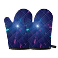 Pink And Teal Lights Speed Print Oven Mitts