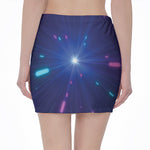 Pink And Teal Lights Speed Print Pencil Mini Skirt