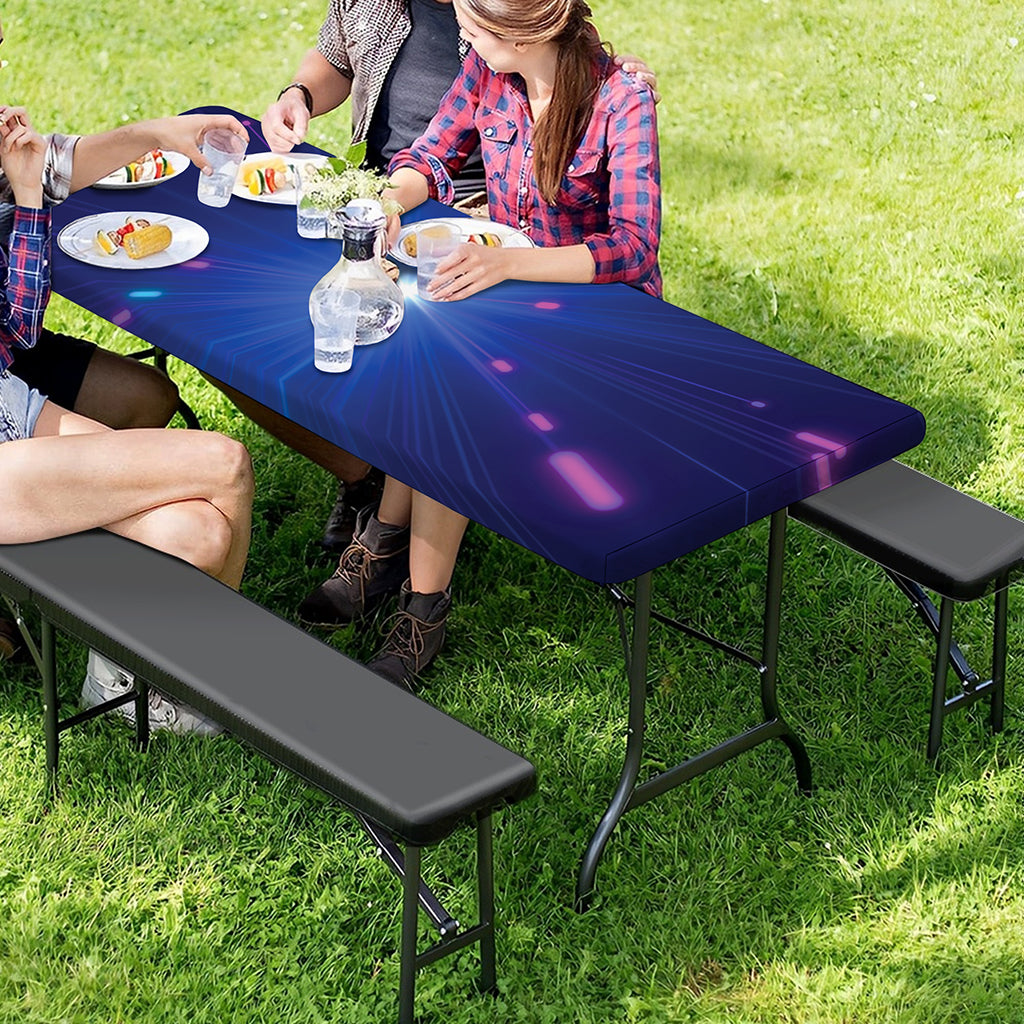 Pink And Teal Lights Speed Print Picnic Table Cover