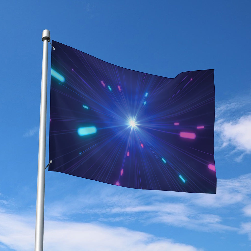 Pink And Teal Lights Speed Print Polyester Flag