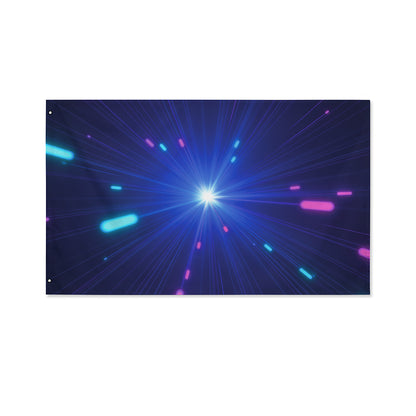 Pink And Teal Lights Speed Print Polyester Flag