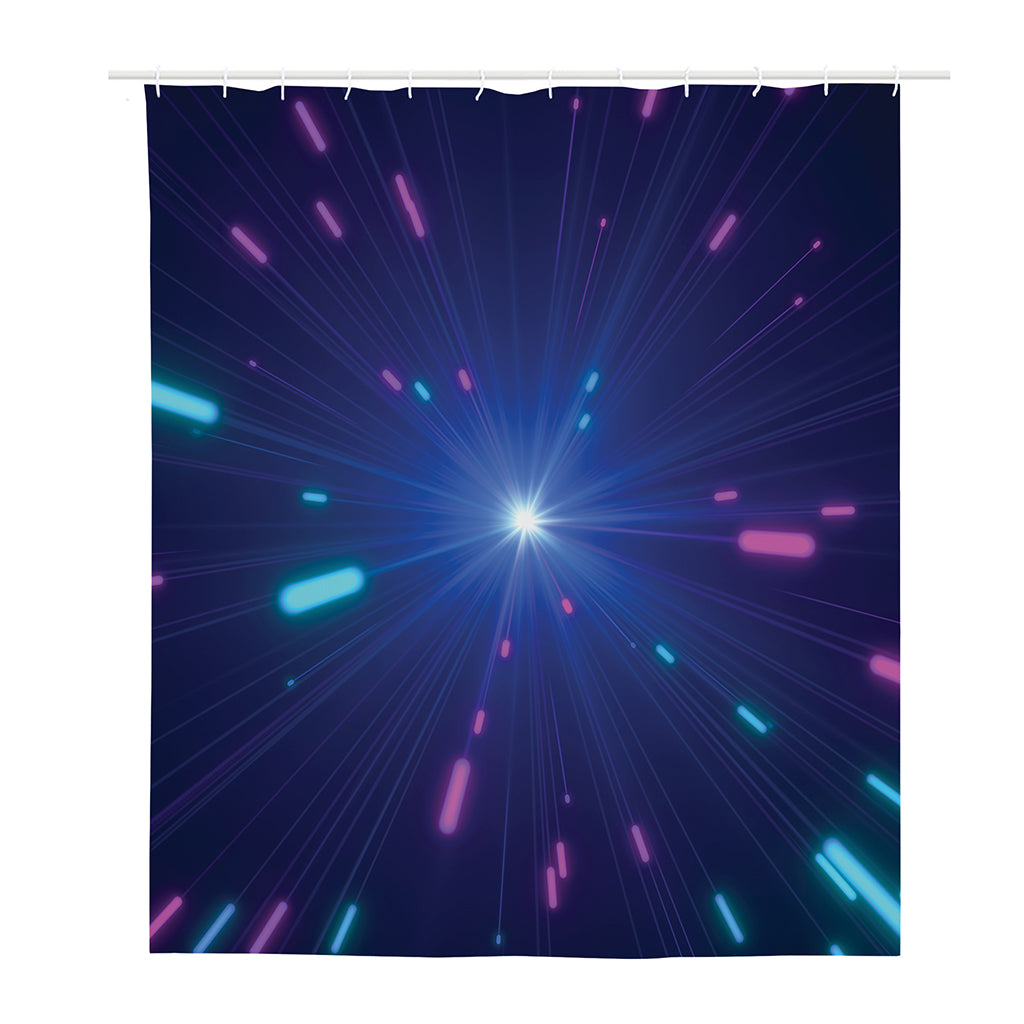 Pink And Teal Lights Speed Print Polyester Shower Curtain