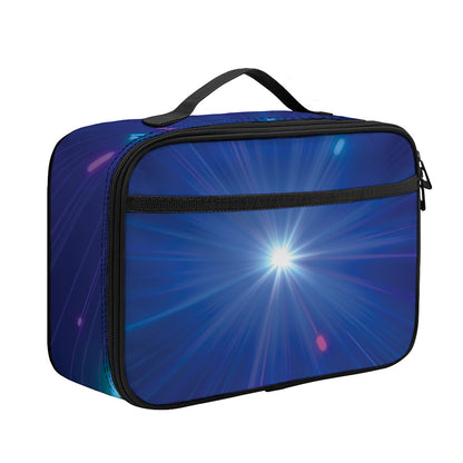 Pink And Teal Lights Speed Print Portable Lunch Bag