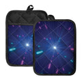 Pink And Teal Lights Speed Print Pot Holders With Pocket