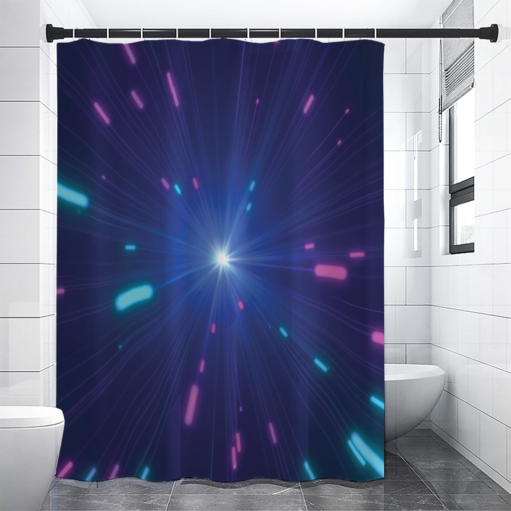 Pink And Teal Lights Speed Print Premium Shower Curtain