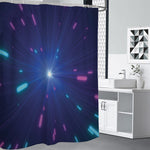 Pink And Teal Lights Speed Print Premium Shower Curtain
