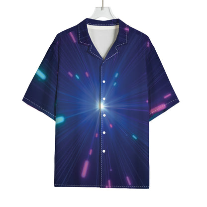 Pink And Teal Lights Speed Print Rayon Hawaiian Shirt