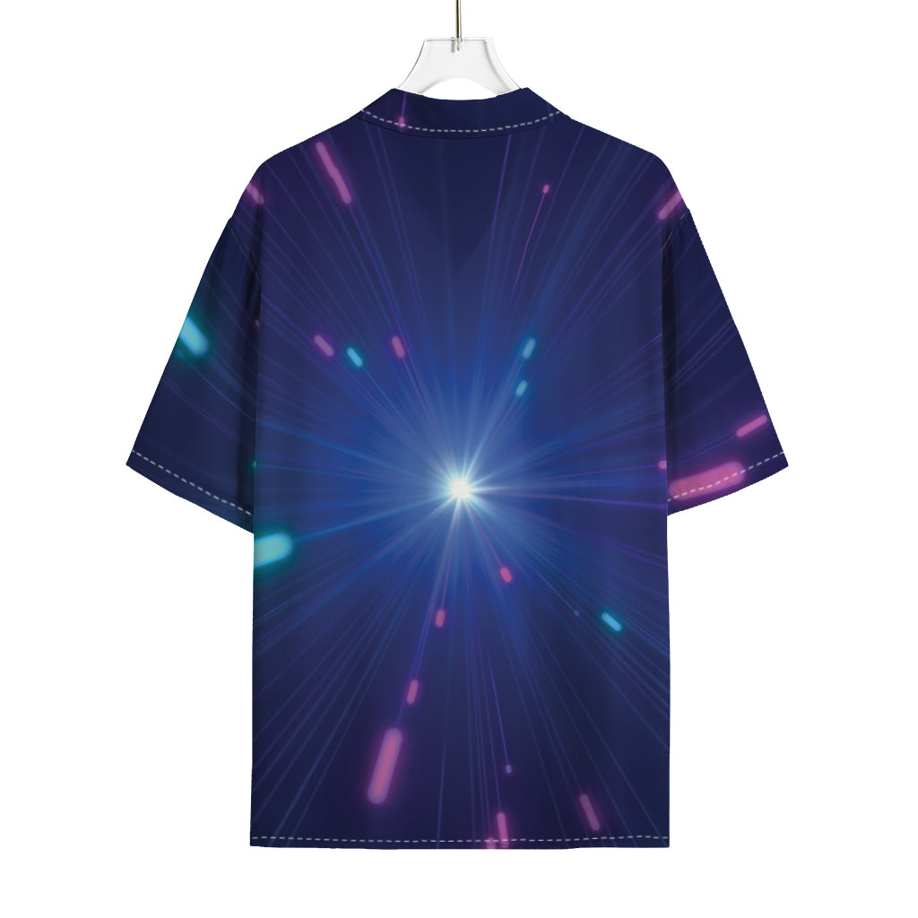 Pink And Teal Lights Speed Print Rayon Hawaiian Shirt
