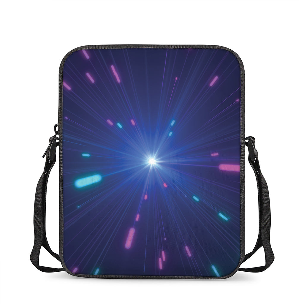Pink And Teal Lights Speed Print Rectangular Crossbody Bag