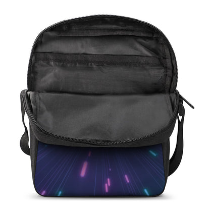 Pink And Teal Lights Speed Print Rectangular Crossbody Bag