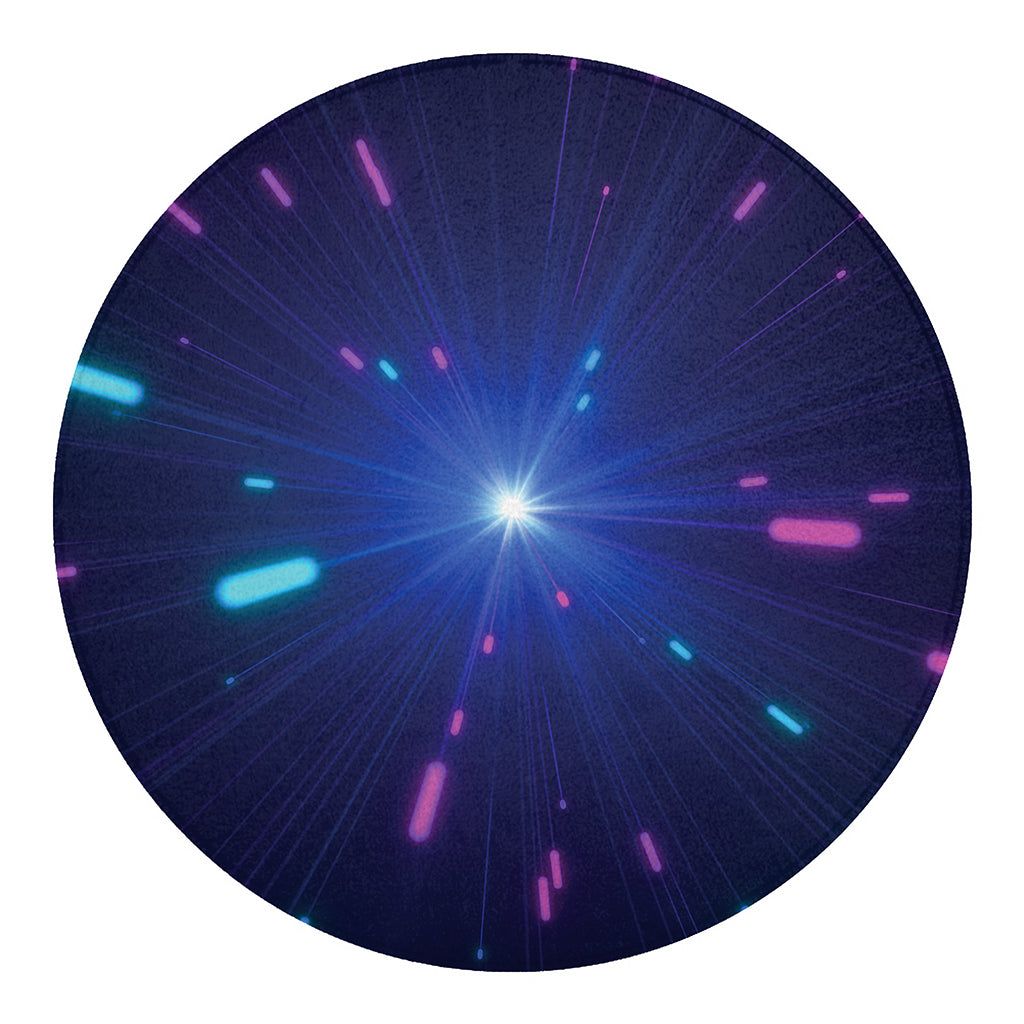 Pink And Teal Lights Speed Print Round Blanket