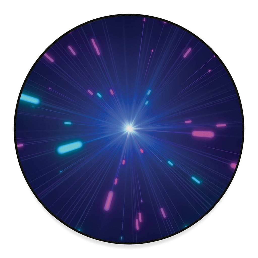 Pink And Teal Lights Speed Print Round Floor Mat