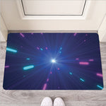 Pink And Teal Lights Speed Print Rubber Doormat