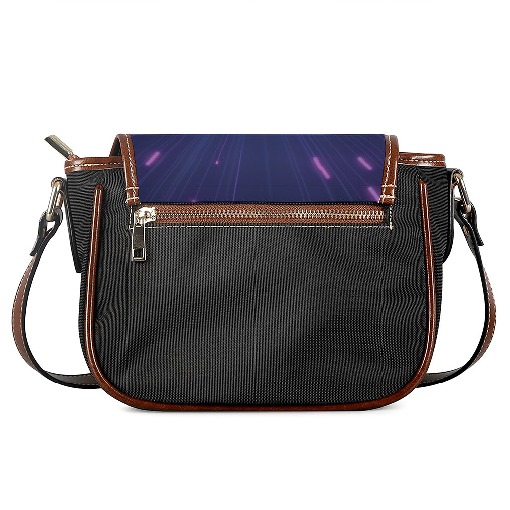 Pink And Teal Lights Speed Print Saddle Bag