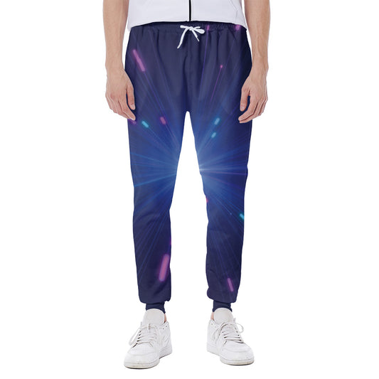 Pink And Teal Lights Speed Print Scuba Joggers