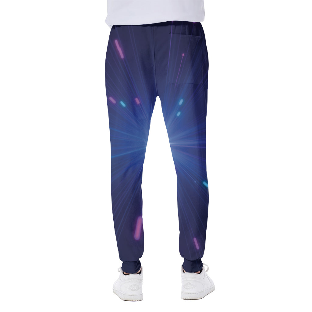 Pink And Teal Lights Speed Print Scuba Joggers