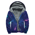 Pink And Teal Lights Speed Print Sherpa Lined Zip Up Hoodie