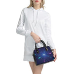 Pink And Teal Lights Speed Print Shoulder Handbag