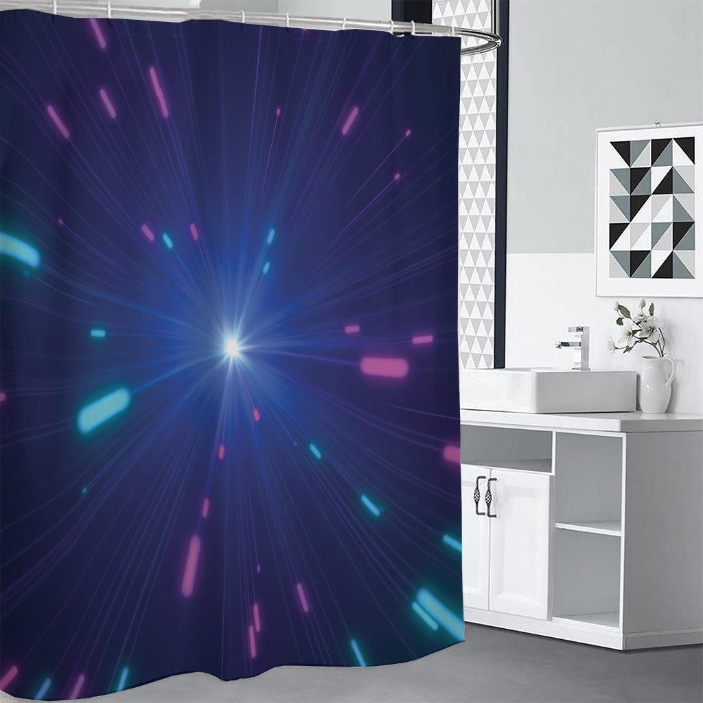 Pink And Teal Lights Speed Print Shower Curtain