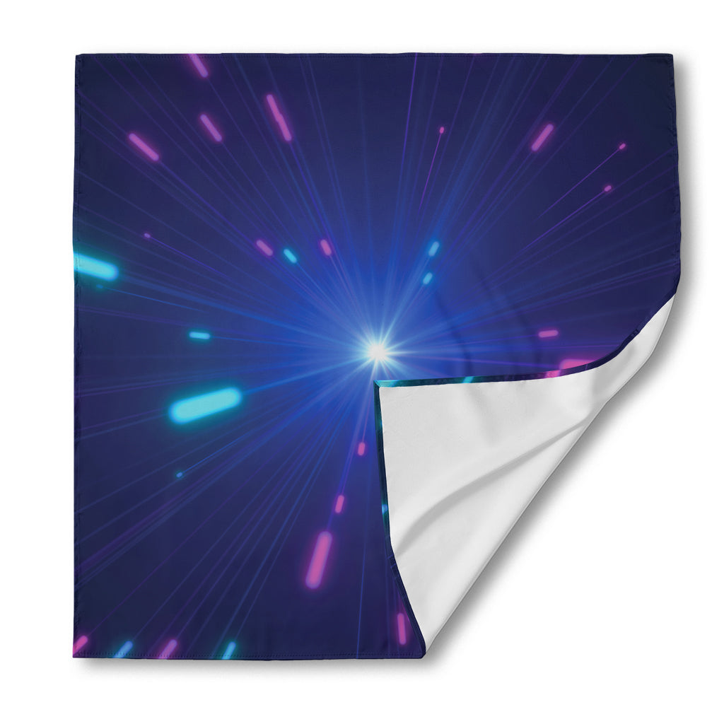 Pink And Teal Lights Speed Print Silk Bandana