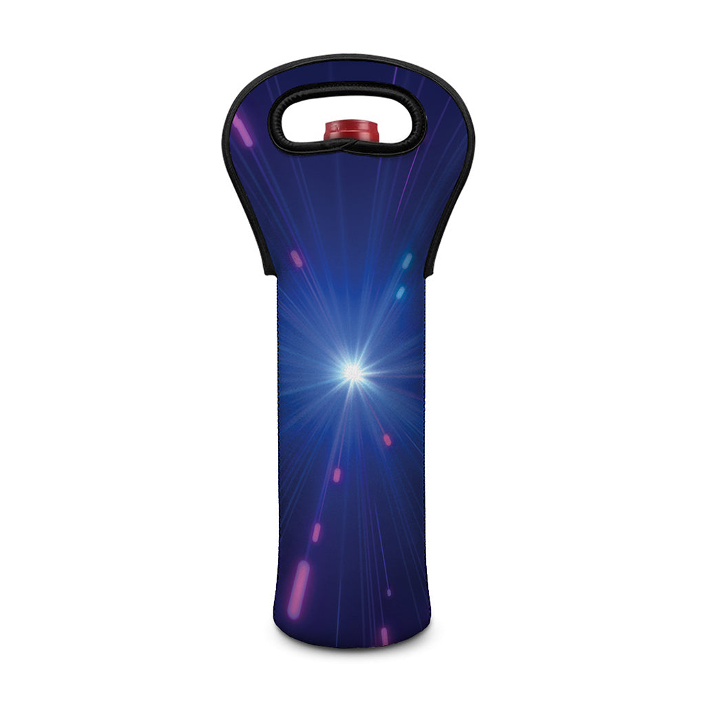 Pink And Teal Lights Speed Print Single Neoprene Wine Tote