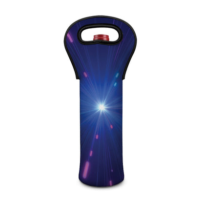 Pink And Teal Lights Speed Print Single Neoprene Wine Tote