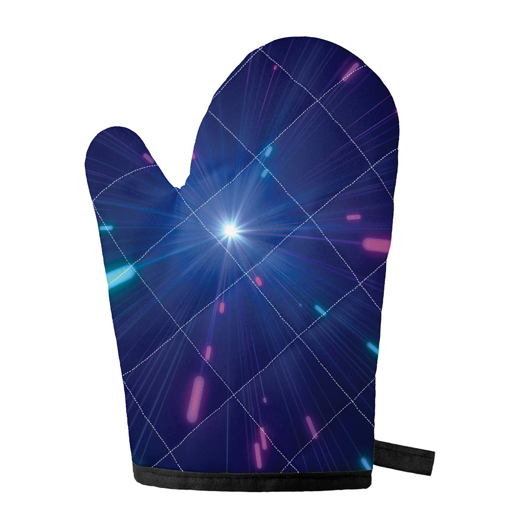 Pink And Teal Lights Speed Print Single Oven Mitt
