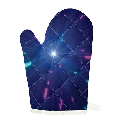 Pink And Teal Lights Speed Print Single Oven Mitt