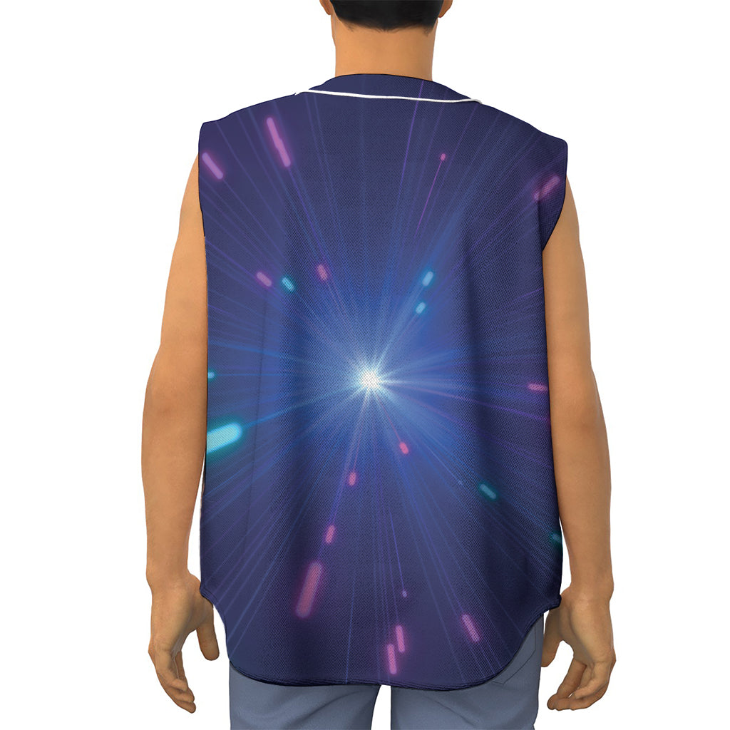 Pink And Teal Lights Speed Print Sleeveless Baseball Jersey