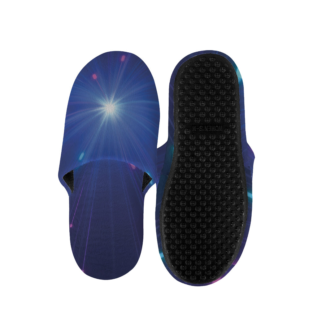 Pink And Teal Lights Speed Print Slippers