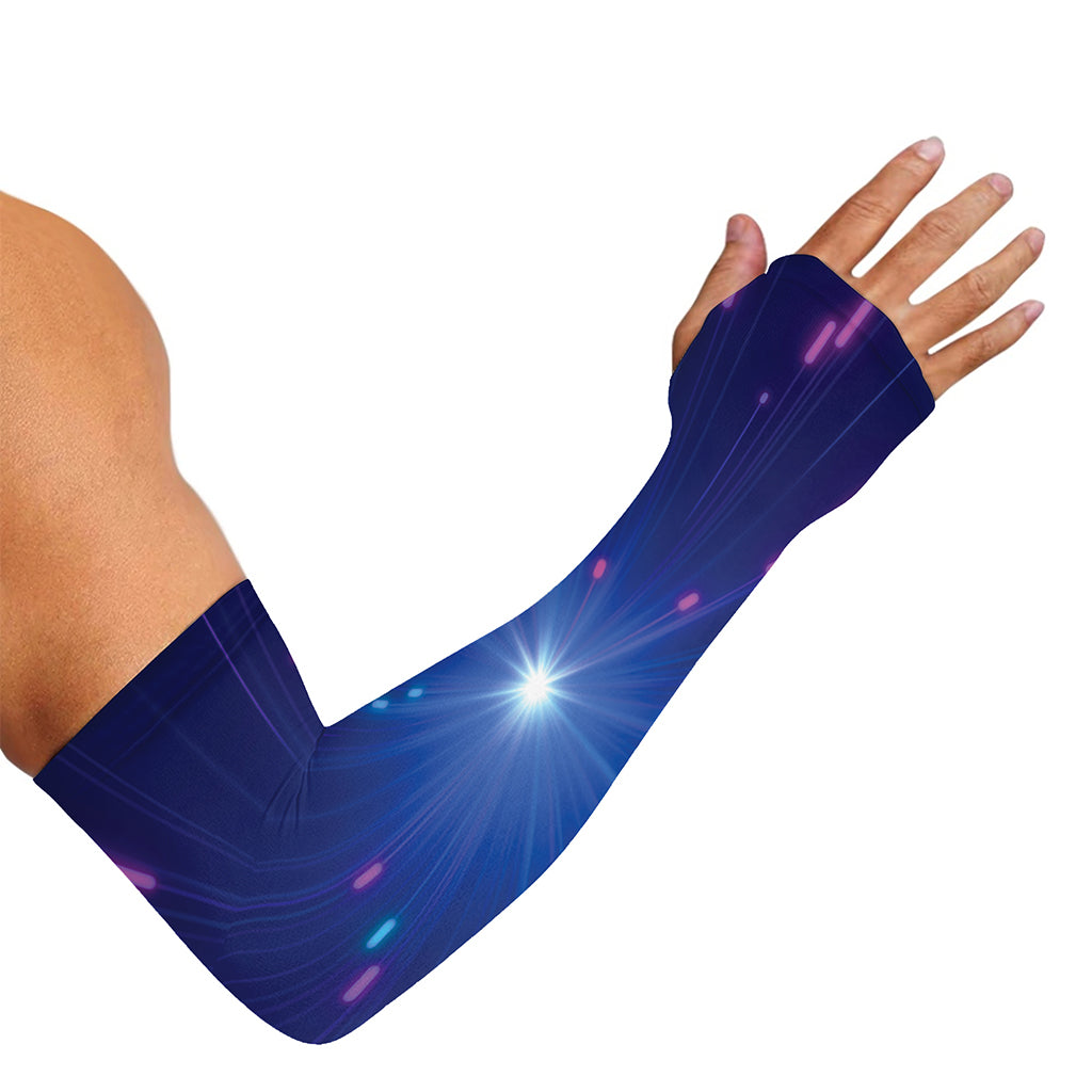 Pink And Teal Lights Speed Print Sun Protection Arm Sleeves