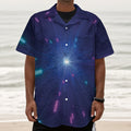 Pink And Teal Lights Speed Print Textured Short Sleeve Shirt