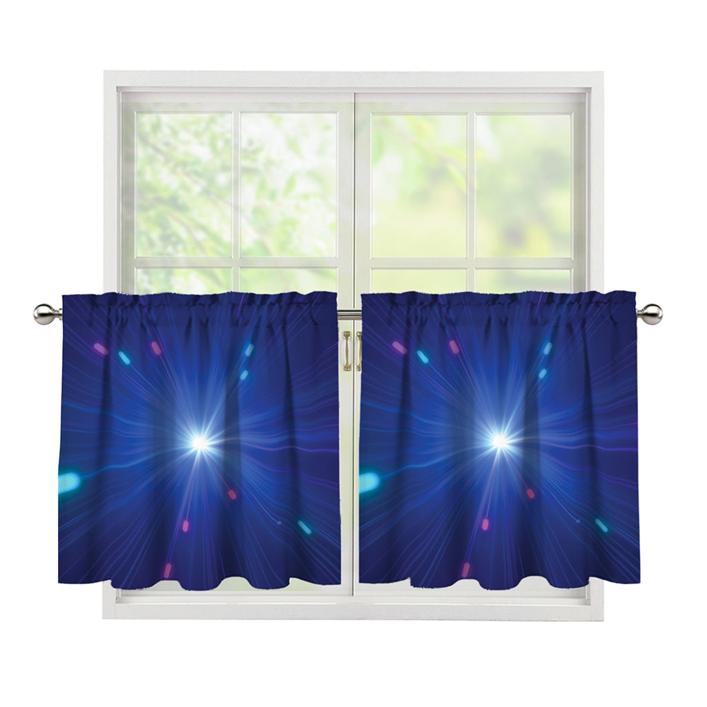 Pink And Teal Lights Speed Print Tier Curtains