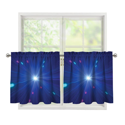 Pink And Teal Lights Speed Print Tier Curtains