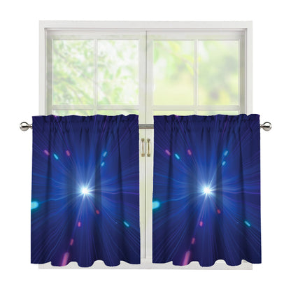 Pink And Teal Lights Speed Print Tier Curtains