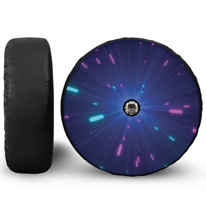 Pink And Teal Lights Speed Print Tire Cover With Camera Hole