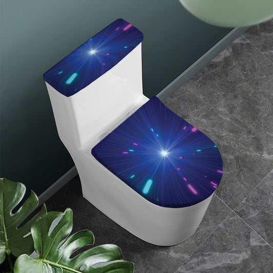 Pink And Teal Lights Speed Print Toilet Lid And Tank Cover Set