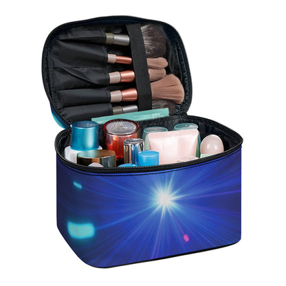 Pink And Teal Lights Speed Print Travel Makeup Bag
