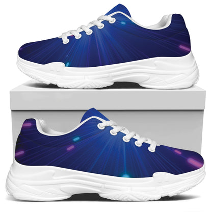 Pink And Teal Lights Speed Print White Chunky Shoes